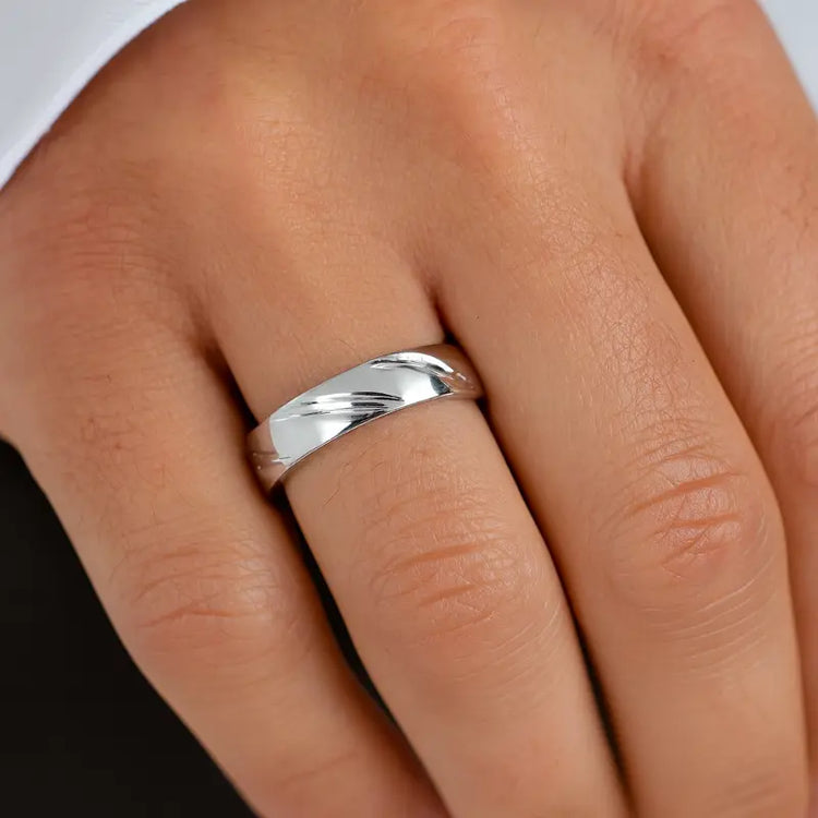 Alliance argent rhodié Homme, mariage, pacs, portée, disponible dans toutes les tailles du 48 au 76