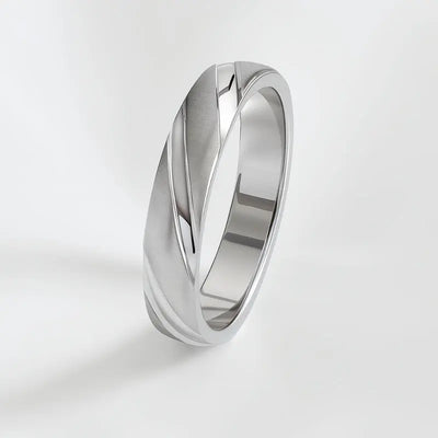Alliance homme en argent rhodié satiné brossé, personnalisable  avec une gravure intérieure, disponible en grande taille.