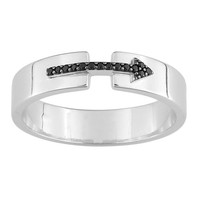 Alliance Homme originale, disponible du 54 au 66. Bague à la flèche de Cupidon en Argent rhodié, personnalisable.