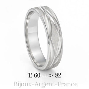Alliance argent homme. Bague de mariage ou pacs en argent rhodié massif. Création exclusive bijoux-argent-france