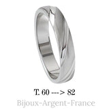 Alliance homme argent massif, brossée Luxe, disponible du 60 au 82. Bijou grande taille personnalisable.
