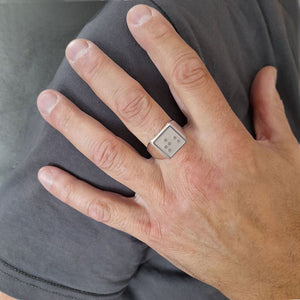 Bague métalique en braille pour aveugles - Argent massif