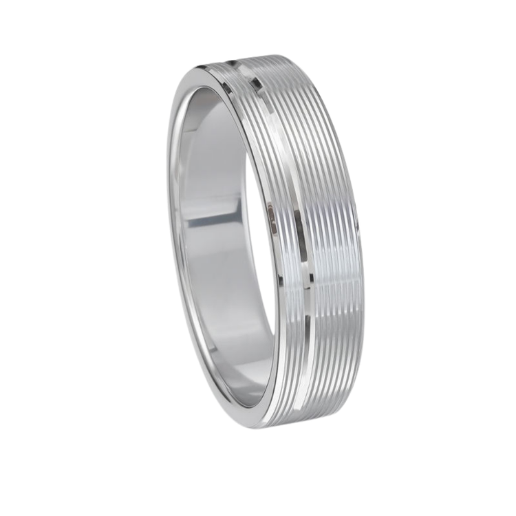 Alliance Homme Argent Massif Rhodié 5,6 mm - Rainurée Luxe - Taille 60 à 82