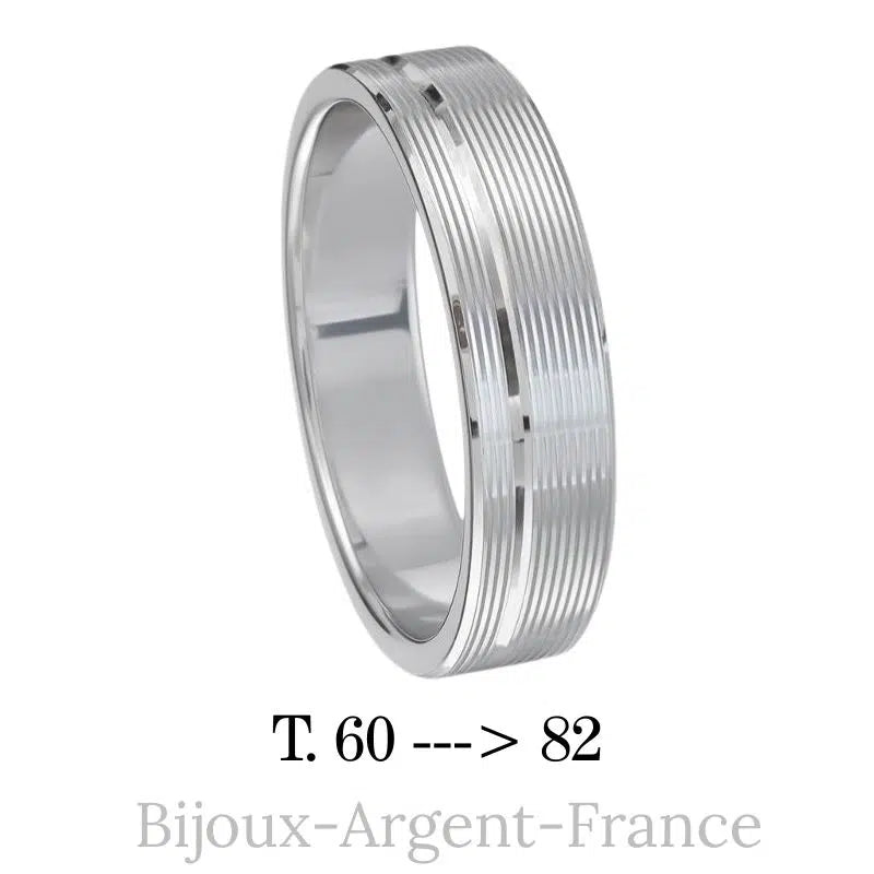 Bague grande taille hommes, personnalisable et disponible du 60 au 80. Bague de couple en Argent rhodié massif de qualité.