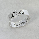 Bague homme en Argent massif couple personnalisable extérieur et intérieur