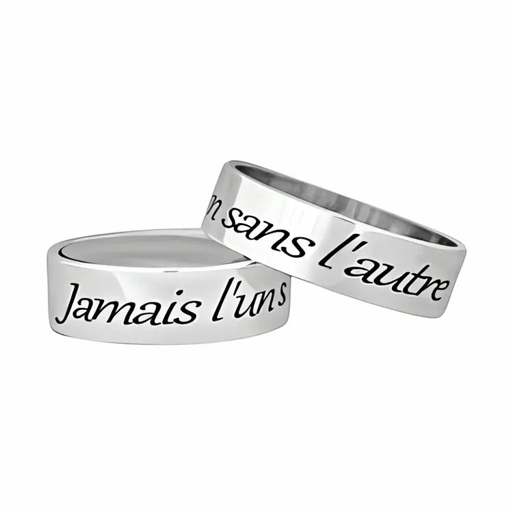 Alliance Homme Argent Massif "Jamais l'un sans l'autre" 6 mm - Taille 52 à 81