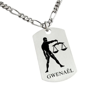 Signe Balance Homme, pendentif Argent massif (personnalisable, grand modèle)