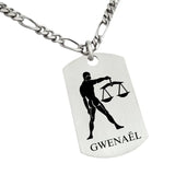 Signe Balance Homme, pendentif Argent massif (personnalisable, grand modèle)