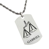 Bijou argent homme, signe Balance à personnaliser du prénom et / ou d'un message au verso.