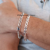 Bracelet argent homme, maille marine 7 mm disponible en grande taille, jusque 27 cm de longueur.