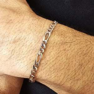 Bracelet argent pour Homme, maille Figaro alternée de 4mm de largeur, disponible en 17, 18 et 19 cm.