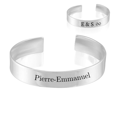 Jonc Homme Argent Massif Rhodié 12mm (25g) - Poignet jusqu'à 22cm