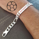 Bracelet foot argent massif pour homme, personnalisable, longueur de 17 à 25 cm.