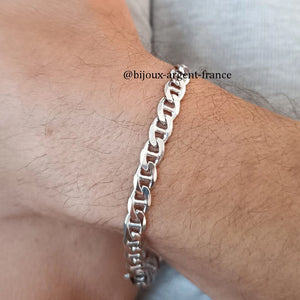 Bracelet grand taille argent homme, maille marine 7 mm de largeur et disponible de 18 à 27 cm.