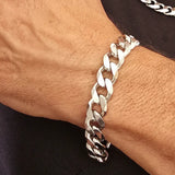 Bracelet Homme gros poignet en Argent massif, disponible jusque 26 cm de longueur et en Argent massif rhodié.