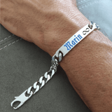 Bracelet homme luxe à la maille cubaine de 10 mm de largeur, gravure au choix