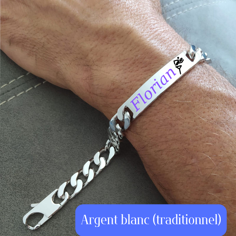 Bracelet homme rugby, bijou de poignet personnalisable d'un motif rugby