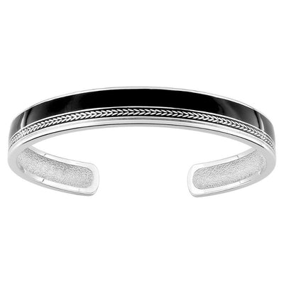 Bracelet homme jonc argent, symbole de la réussite avec ses épis de blé.