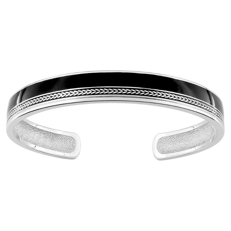 Bracelet Jonc Homme Argent Massif Rhodié (28g) - Motif Épi de Blé