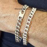 Bracelet maille gourmette ronde pour homme en argent massif rhodié 9 mm, longueurs disponibles de 19 à 24 cm.