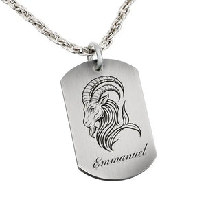 Capricorne, pendentif argent homme, signe astrologique avec une finition vieillie