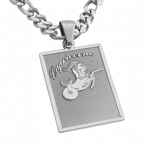 Capricorne, signe du zodiaque, pendentif rectangulaire pour homme.