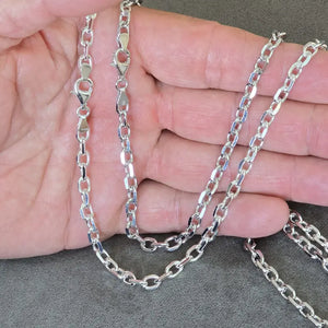 Chaine 60cm - en argent massif 925 - pour homme - maille 6mm figaro Chaine 60cm - en argent massif 925 - pour homme - maille 6mm figaro