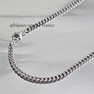 Chaîne Homme | Argent massif rhodié | gourmette 4 mm | 45 à 70 cm