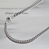 Chaîne Homme | Argent massif rhodié | gourmette 4 mm | 45 à 70 cm