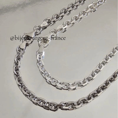 Chaîne argent massif homme, forçat 4.30 mmm option rhodié, toute longueur de 45 à 90 cm.