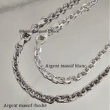 Chaîne argent massif option rhodié homme, forçat 4.30 mm proposée de 45 à 90 cm de longueur.