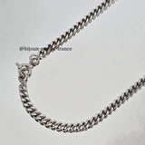 Chaîne argent massif rhodié homme gourmette 3 mm de large, disponible de 45 à 80 cm de longueur.