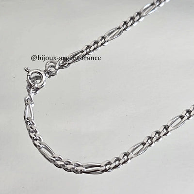 Chaîne Homme Argent massif 45 à 60 cm Figaro 2.5 mm - option rhodié