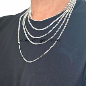 Chaîne Homme | Argent massif rhodié | gourmette 4 mm | 45 à 70 cm