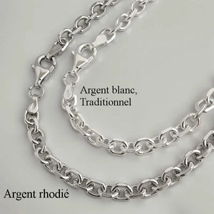 Chaîne Homme Argent, grosse maille de 5.2 mm réalisable dans toutes les longueurs, en Argent massif et Argent rhodié.