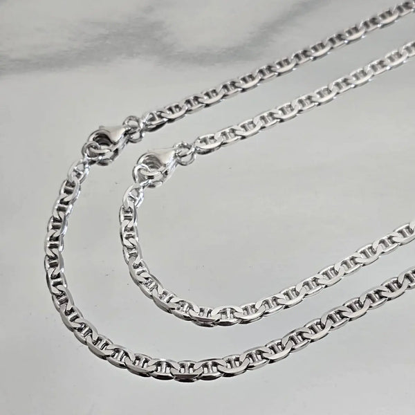 Chaîne Homme 50 et 55cm - Maille Marine 3mm - Argent Massif (7-8 g) option rhodié