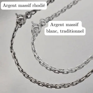 Chaine maille forçat 2mm Argent massif blanc ou avec l'option rhodié pour Hommes.