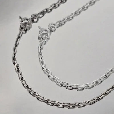 Chaîne homme argent massif maille forçat 2 mm – 45 à 80 cm – option rhodié