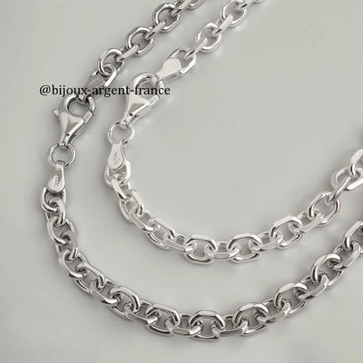 Chaîne Homme Argent Massif (23-48g) - Forçat 5.2mm - 50 à 80cm - option rhodié