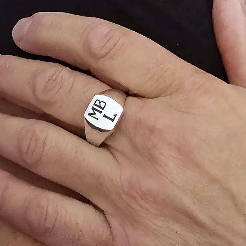 Chevalière en Argent pour Homme, 3 initiales, dans toutes les tailles du 52 au 80.