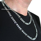 Collier argent homme, Figaro 7 mm en Argent massif option rhodié, disponible de 45 à 80 cm de longueur.