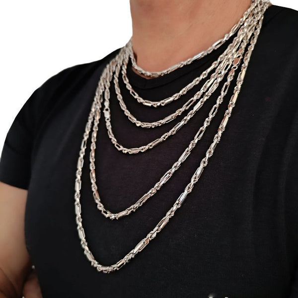 Chaîne Maille Figaro 5 Mm X 50 Cm En Argent Massif 925 - Bijou Homme Poinçonné