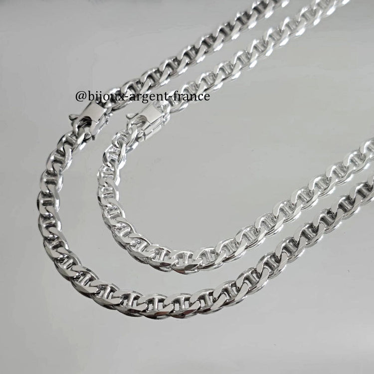 Collier Homme Argent - Maille Marine 4.5mm - 45 à 80cm (Poids 16 à 28g)
