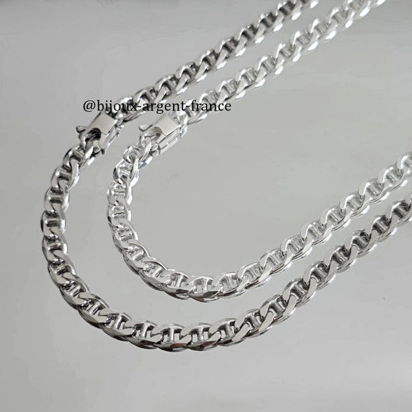 Collier argent homme, marine 4.5mm disponible de 45 à 80 cm ainsi qu'en finition rhodié.
