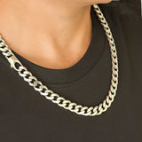 Collier argent Hommes, maille cubaine 11 mm de large disponible en Argent massif ou avec l'option rhodié.