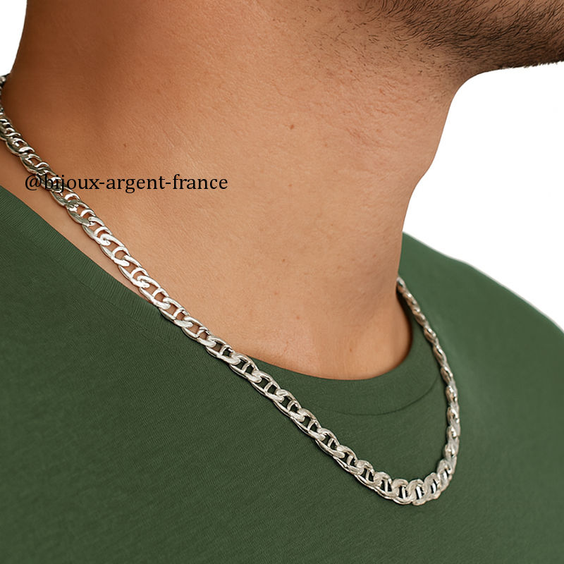 ▷ Collier homme marine mm – 45 à 60 cm argent massif option