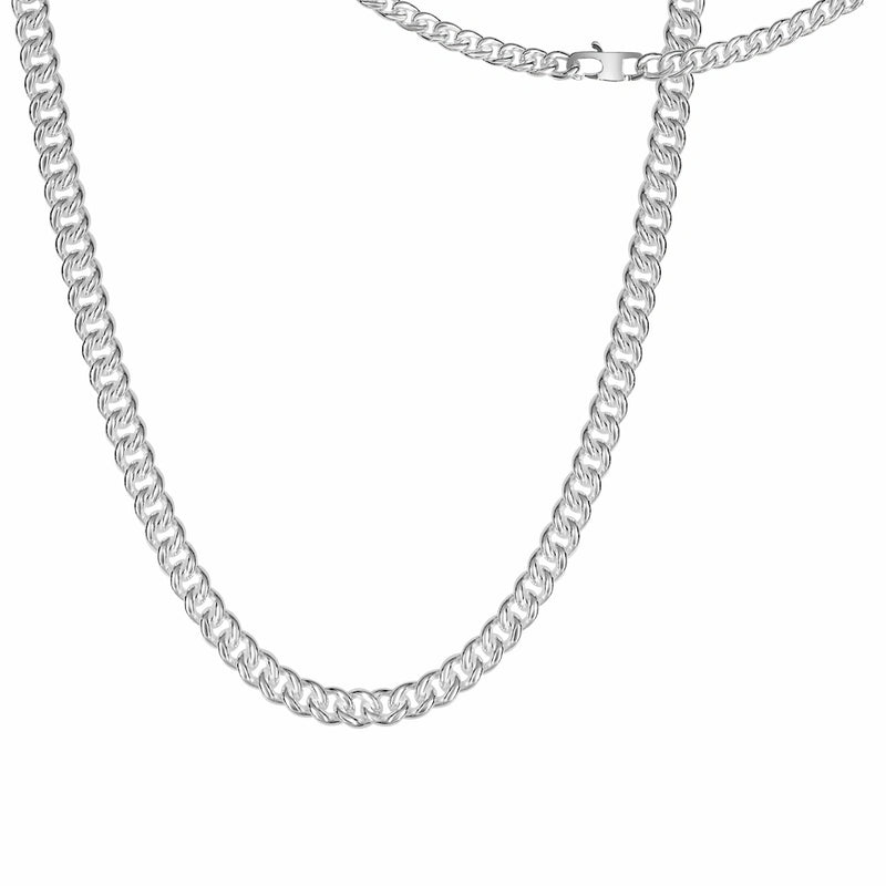 Collier homme Argent massif maille gourmette ronde, disponible avec l'option rhodié, dès 45 cm jusque 70 cm de longueur.