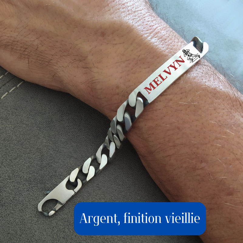 Gourmette Rugby Homme Argent Massif 40g - Gourmette 10mm - 17 à 25 cm