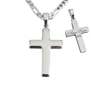 Croix Homme en Argent massif, pendentif gravé au verso de votre message pour un bijou unique.