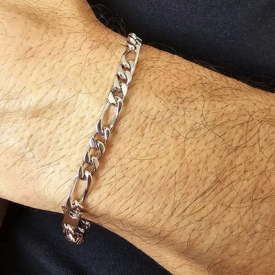 Bracelet homme Figaro 5 mm Argent massif – 19 à 21 cm - option rhodié